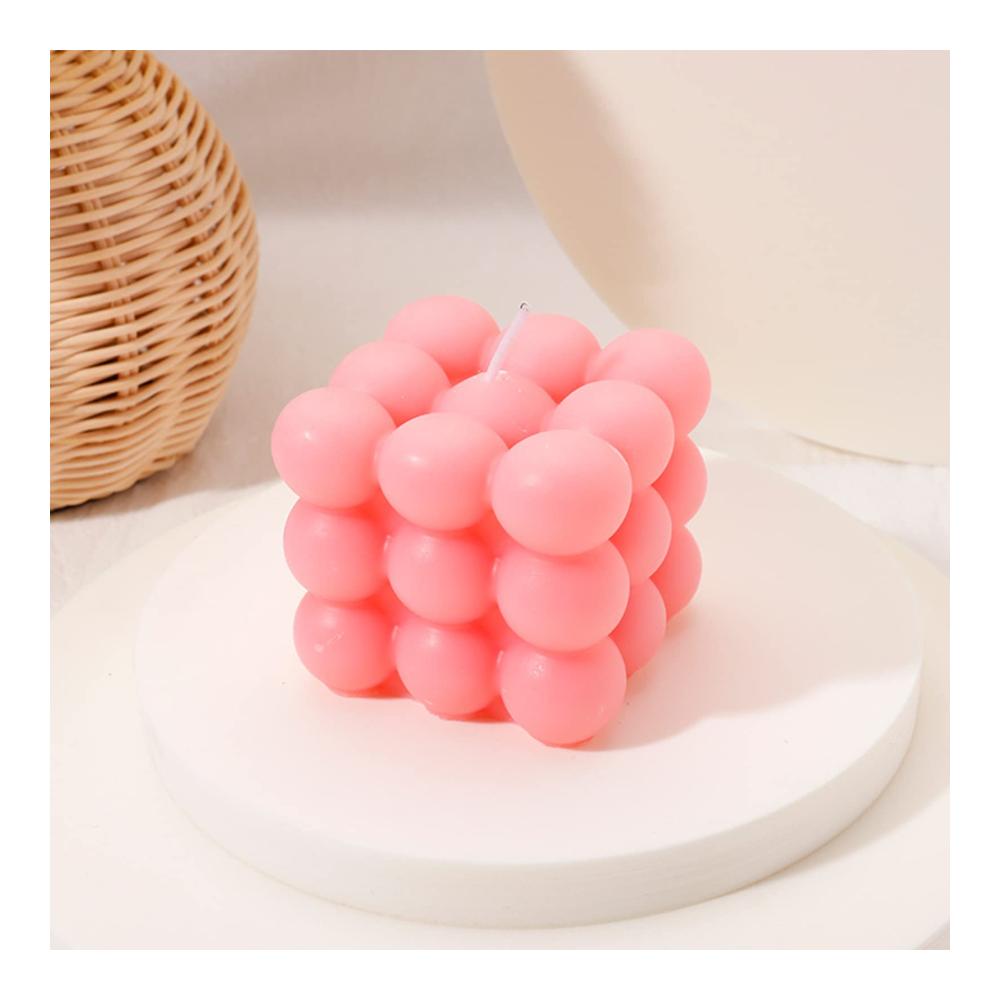 Erleuchten Sie Ihre Geburtstagsfeiern mit Bubble Kerzen | Handgefertigte wohlriechende Geburtstagskerzen aus reinem Sojawachs | Nachhaltige Dekoration für ein boho Ambiente | 6 x 6 x 6 cm (Rosa 1