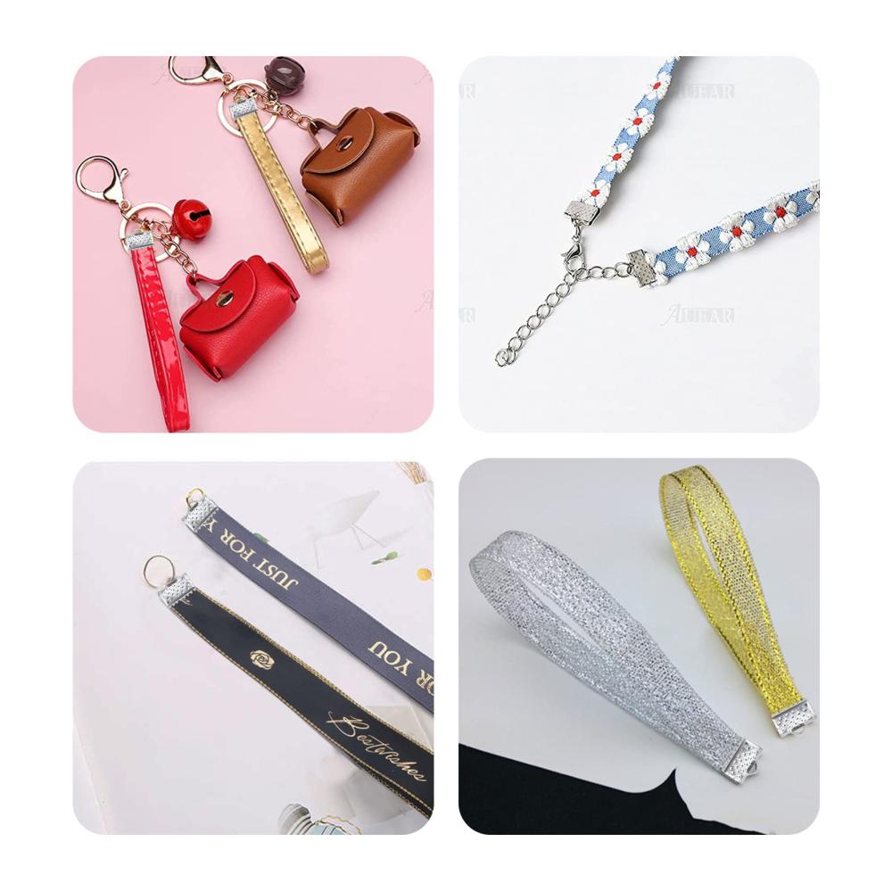 Hochwertige Verschlüsse für DIY Schmuck - Pinch Crimp Enden 500 Stück White Golden Ribbon Klemmenenden Armband - Perfekte Endverschlüsse für Choker und Fußkettchen Basteln - Schmuck Zubehör 10