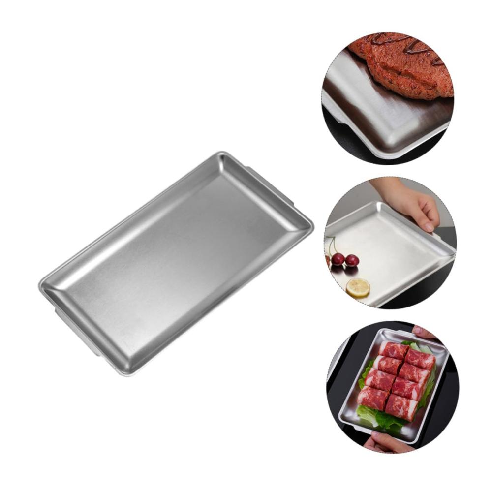 Edelstahl Grillpfannen Töpfe & Pfannen Set - Rechteckige Backform Sushi Tray Kuchenplatte - Küchenwaren aus rostfreiem Stahl für stilvolles Servieren und Dekorieren - Hochwertige Eisenplatte inklusive