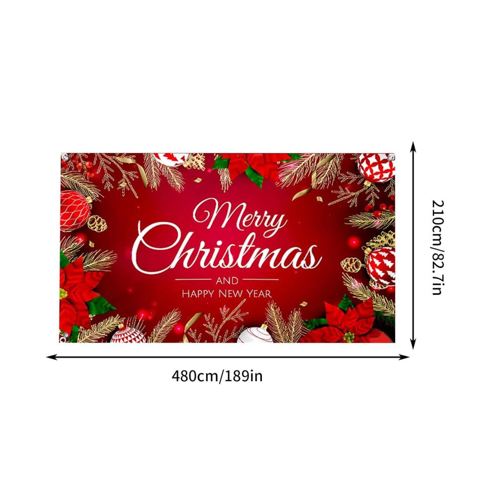 Weihnachten Garagentor Banner Festliche Dekoration mit Kupferösen & Seil für beeindruckende Weihnachtsstimmung - Perfekt für Hintergrundfotoshootings (210x480cm
