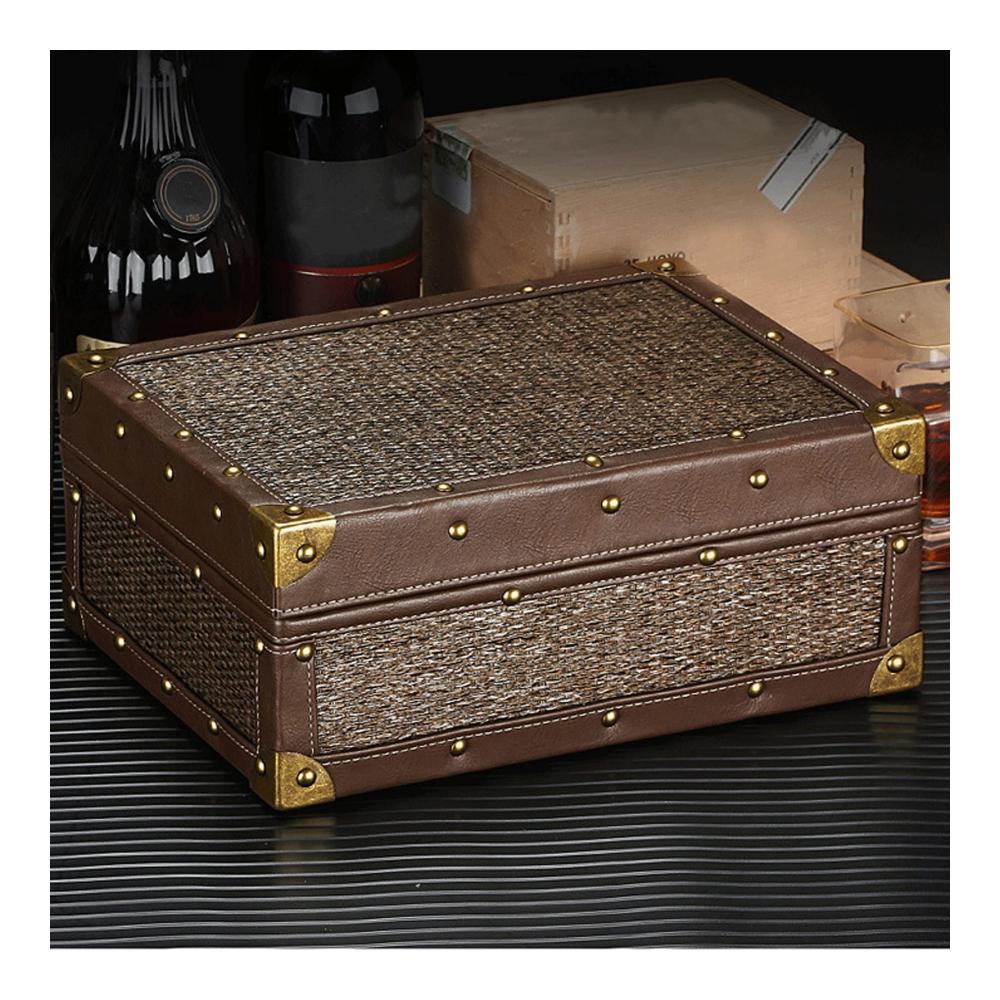 Hochwertiger Zigarren Humidor aus Zedernholz | Luftbefeuchter & Hygrometer | Tragbare Desktop-Aufbewahrungsbox für Reisen | Ideales Geschenk für Zigarrenliebhaber