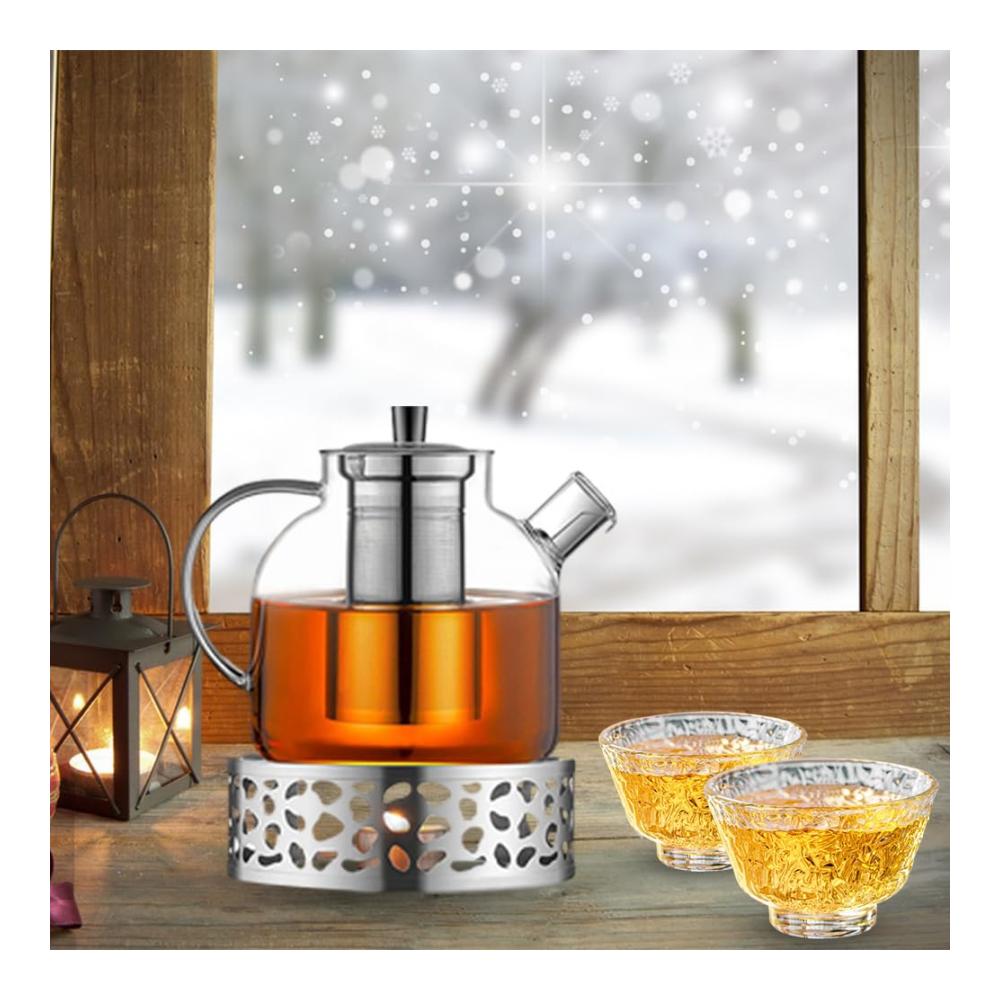 Entdecken Sie den Luxus des Teegenusses Edelstahl Stövchen für Tee & Kaffee - Tee & Kaffeewärmer mit Stil - Perfektes Zubehör für Teekannen und heiße Getr