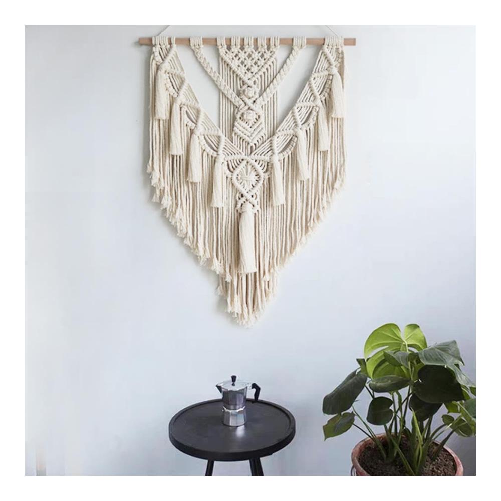 Boho-Chic Makramee Wandteppich - Handgewebter Wandbehang für Wohnzimmer Schlafzimmer & Wohnheim - Dekorative geometrische Kunst für stilvolle Wanddekoration - Einzigartiges Wohnaccessoire