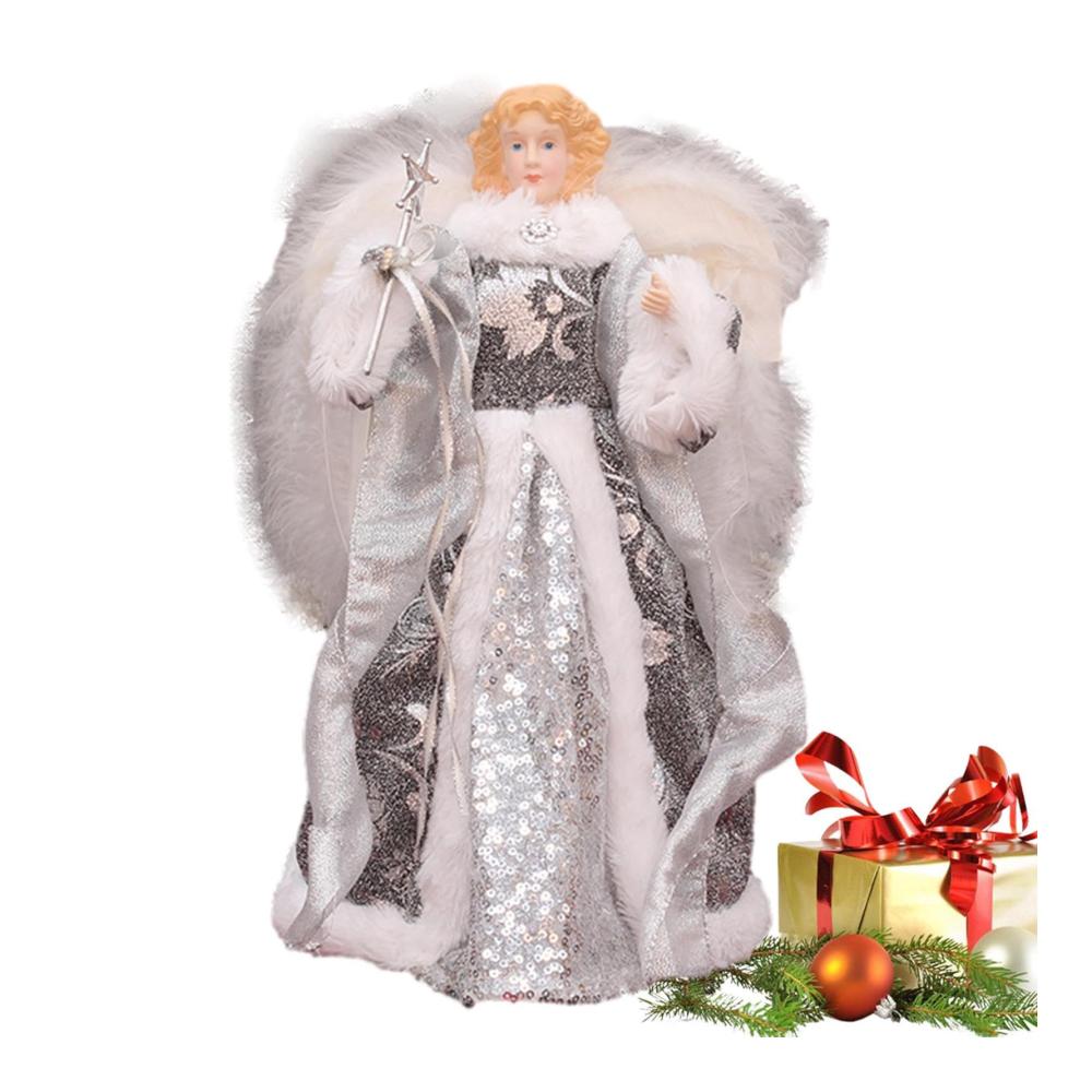 Verzaubern Sie Ihren Weihnachtsbaum mit einem himmlischen Glanz - Spitzen-Engel Baumspitze mit Federflügeln | 708-Zoll-Engel-Figur - Perfektes Festtagsornament