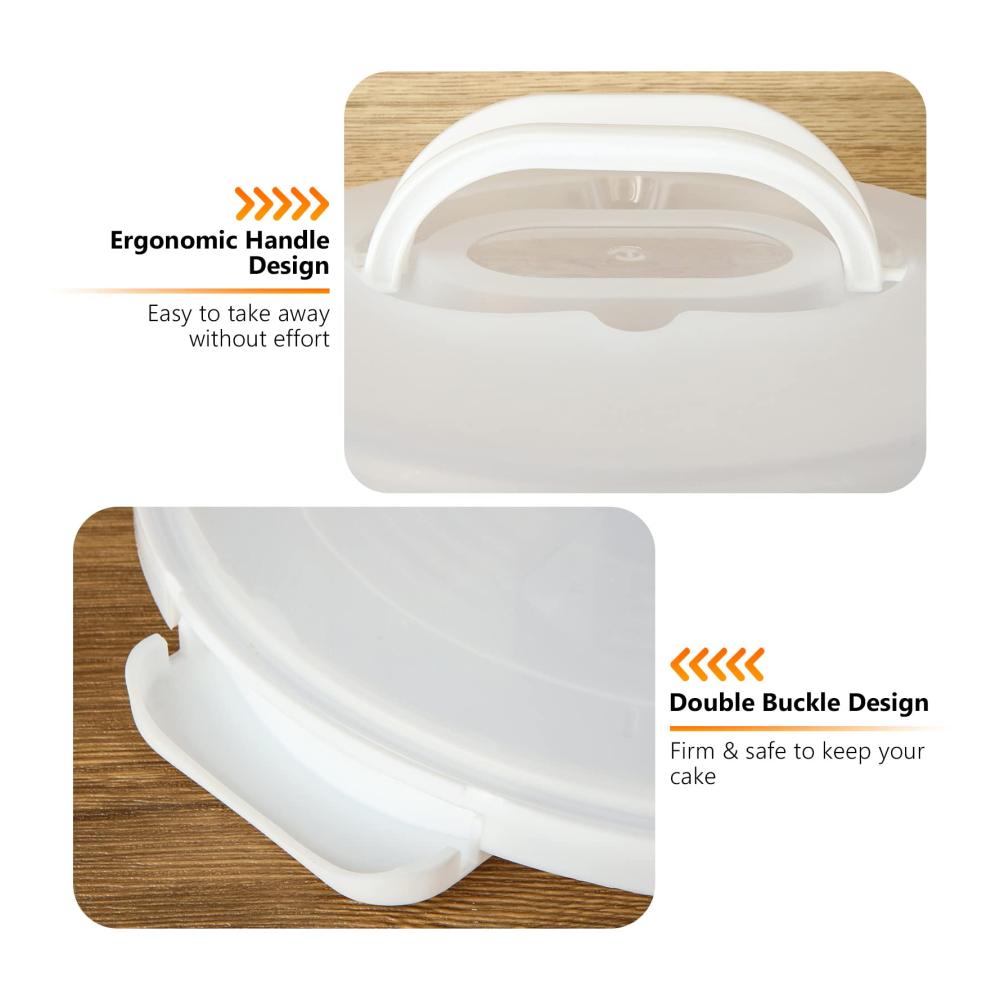 Luftdichter Kuchenbehälter für unterwegs – Plastik Tortenbox mit Griff & Deckel – Großer Lebensmitteltransport für Kuchen Kekse & mehr – 30x26x18cm