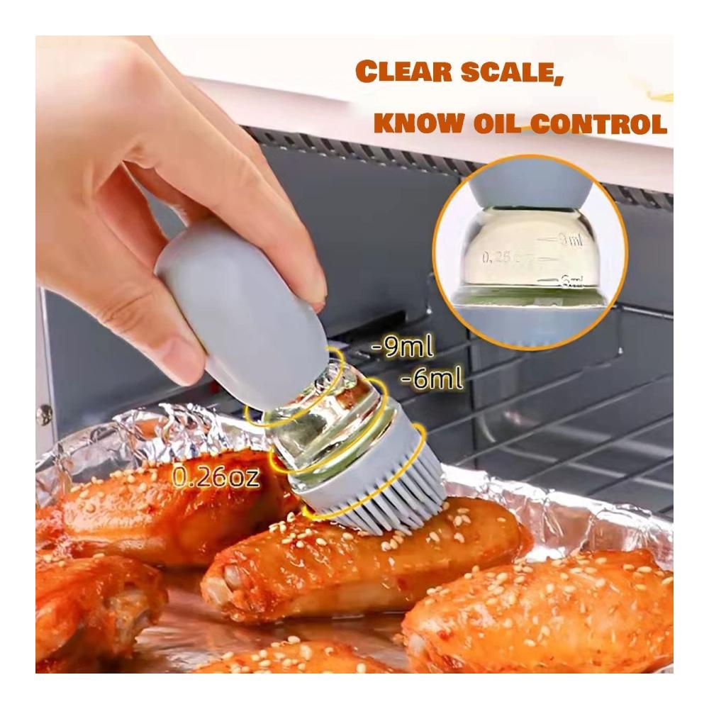 Hochwertiger Backpinsel und Ölflasche Set – 6 oz Auslaufsicherer Glas-Ölspender mit Silikonpinsel – Ideal für Küche Grillen und Backen – Spülmaschinenfestes Oliveöl-Flaschenset