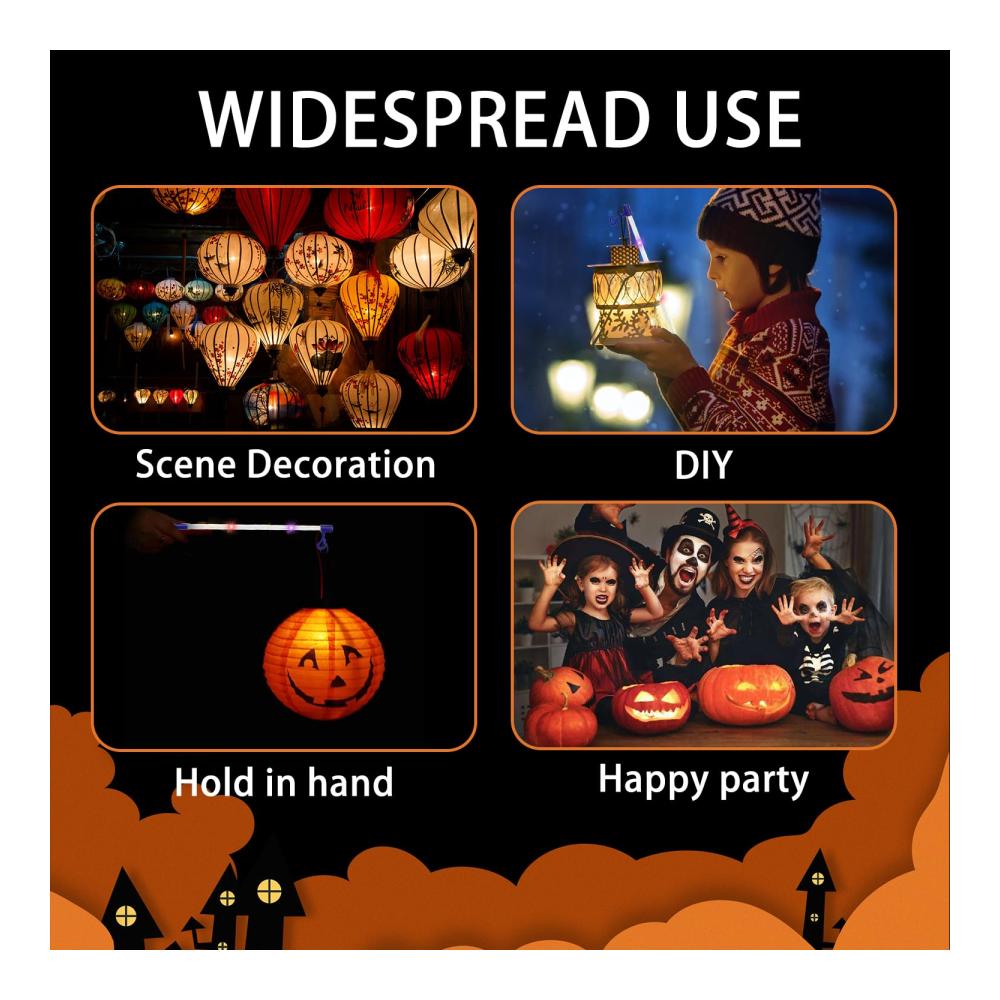 LED Laternenstab Set mit 8 Papierlaternen - Ideale Dekoration für St. Martin Halloween und Kinderpartys - Elektronischer Laternenstab mit 40 cm Länge - Stimmungsvolle Beleuchtung für Kostümpartys