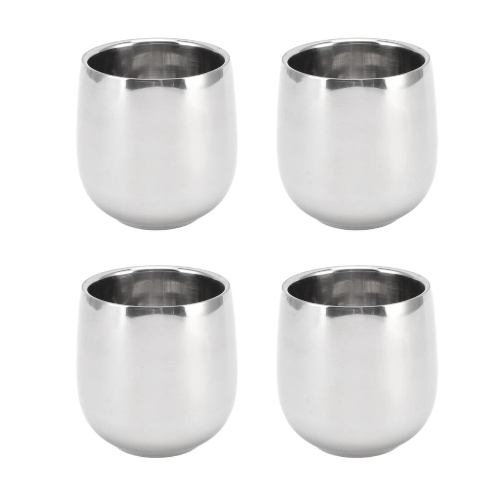 Premium Bechersets 4-teiliges Kaffeetassen-Set aus doppelwandigem Edelstahl | Verhindert Verbrühungen | Perfekt für heißen und kalten Kaffee Wasser und Tee | 200 ml Kapazität