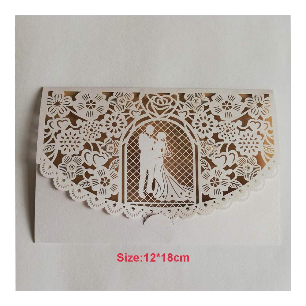 Elegante Einladungskarten für Hochzeit & Feier - 10 Stück Laser Geschnitten mit Bedruckbarem Papier & Umschlägen - Perfekt für Hochzeit Brautdusche & Mehr - Inkl. Hochzeitsparty