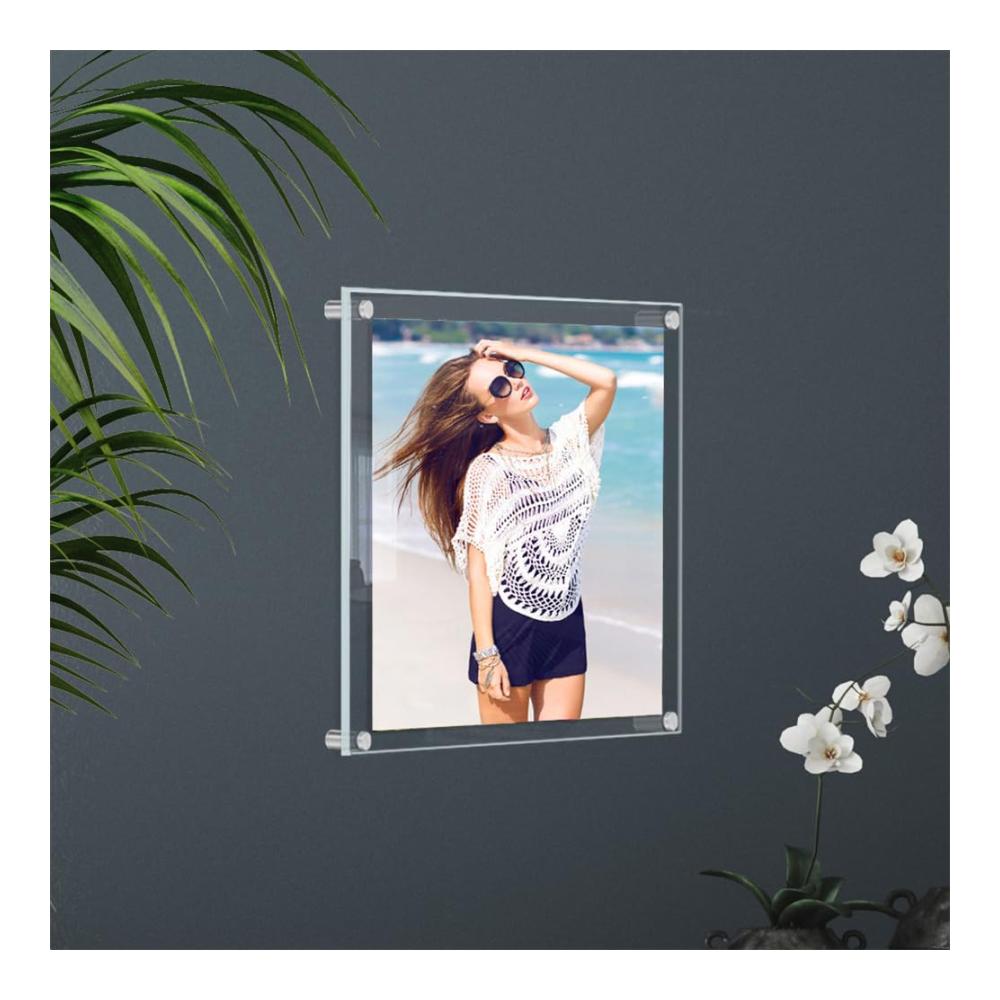 Premium Magnetrahmen Set - 2er Pack Transparente Acryl Bilderrahmen für Doppelseitige Präsentation - Rahmenlos & Elegant - Idealer Acryl Fotorahmen für Zuhause Büro und Galerie