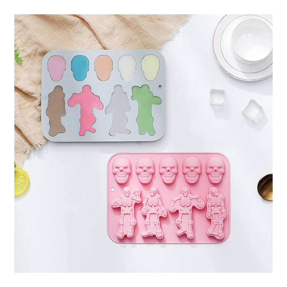 Premium Schokoladenformen Set 2 Stück Halloween-Kürbis & Grim Reaper Silikonformen für Süßigkeiten Kuchen & mehr - Ideal für Weihnachten & Partys