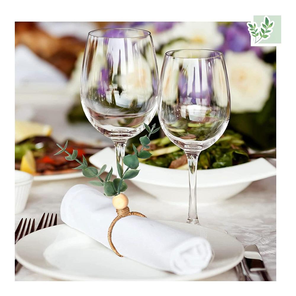 Entdecken Sie Eleganz 18 Eukalyptus Serviettenringe - Handgefertigte Holzperlen - Grünes Highlight für Hochzeiten Partys & mehr. Einzigartige Tischdekoration für stilvolle Gastgeber
