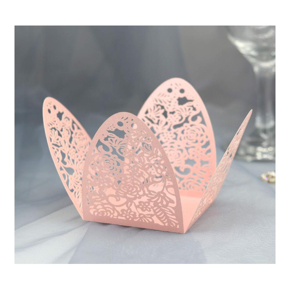 Gastgeschenke Süße Überraschungen für Hochzeiten - 50x Laserschnitt Rosenschatullen für Bonbons & Geschenke - Dunkelblau