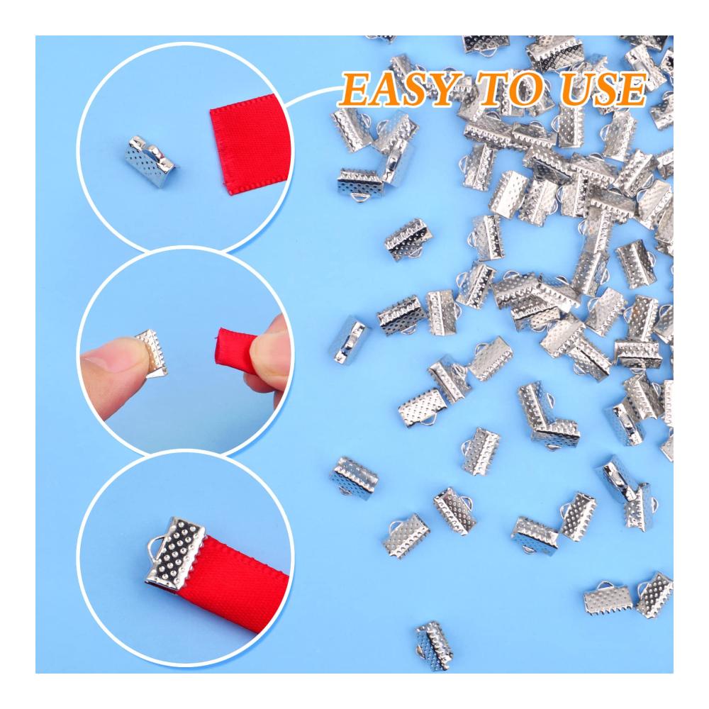 Hochwertige Verschlüsse für DIY Schmuck - Pinch Crimp Enden 500 Stück White Golden Ribbon Klemmenenden Armband - Perfekte Endverschlüsse für Choker und Fußkettchen Basteln - Schmuck Zubehör 10