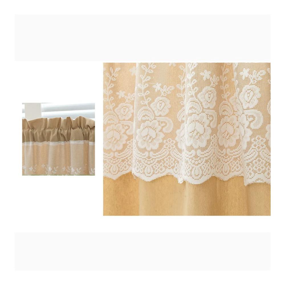 Frische deine Küche auf! Moderne Scheibengardinen & Kurzstores für einen stilvollen Look. Blickdicht mit Spitze. Beige 74x61cm