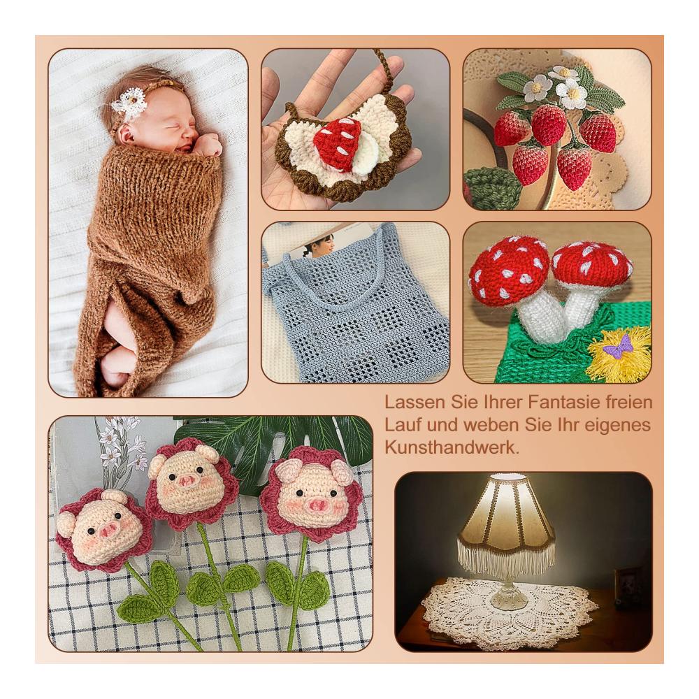 Aeelike Häkelnadeln Set aus Bambus - Leichtgewichtige Dünnhäkelnadeln für Arthritiker - Inklusive Edelstahlhäkelnadeln von 1.0 bis 2.75 mm - Perfekt für Feine DIY Projekte Spitzenstricken und Perlenaufziehen
