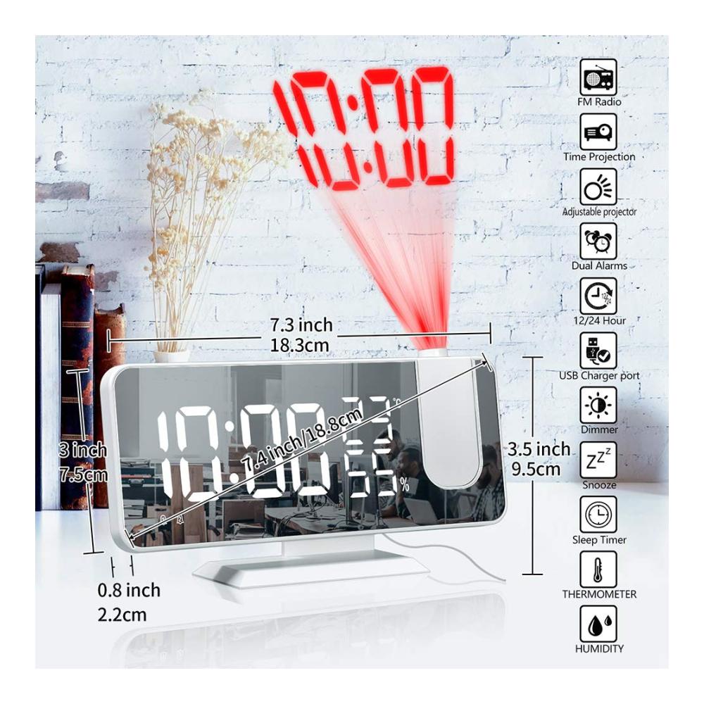 Multifunktionales digitales Spiegelthermometer | Verstellbarer Spiegel mit Hygrometer | Innendekoration und Uhr in einem | Präzises Thermometer für Ihr Zuhause