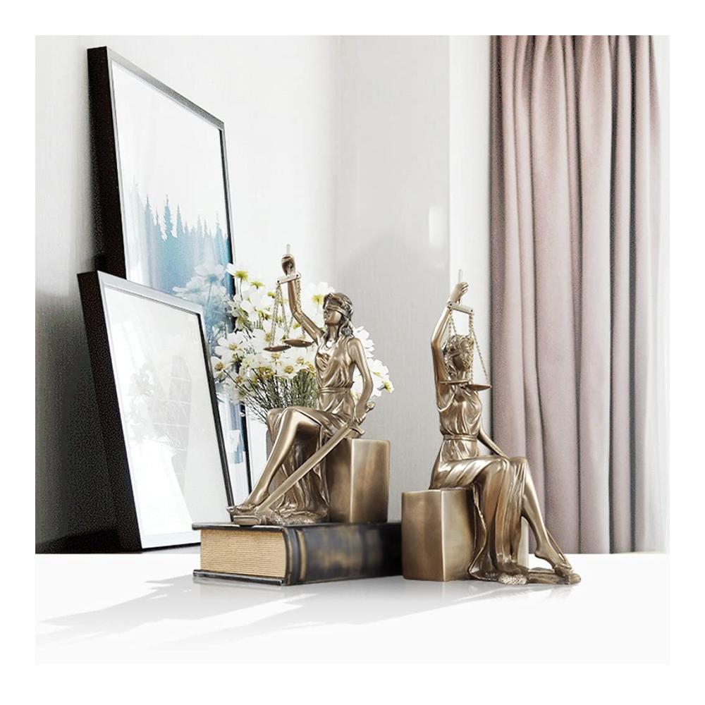 Elegante Bronze Retro-Göttin der Gerechtigkeit Buchstützen - Schweres Metall für stabile Unterstützung im Bücherregal Anti-Mobile Funktion - Perfekte Dekoration für Büro T