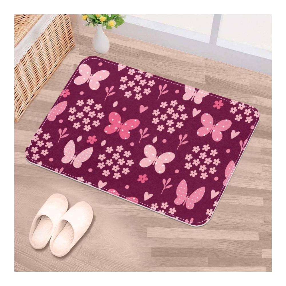 Erneuern Sie Ihren Eingangsbereich mit stilvollen Fußmatten Rutschfeste waschbare Fußmatte mit Schmetterlings- und Blumenmotiv 60 x 90 cm für den Innenbereich