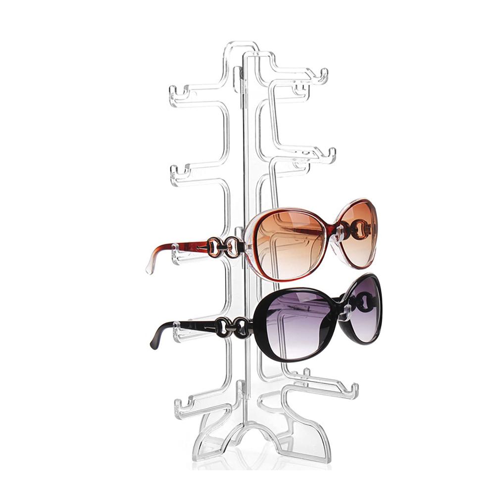 Organisieren Sie stilvoll Ihre Brillensammlung! Hakenständer zum Aufhängen - Sonnenbrille Display für 5 Brillen - Transparenter Brillenhalter aus Kunststoff - Praktisch für Aufbewahrung und Präsentation - 2 Stück Brillenständer - Kompakt 16*16*31