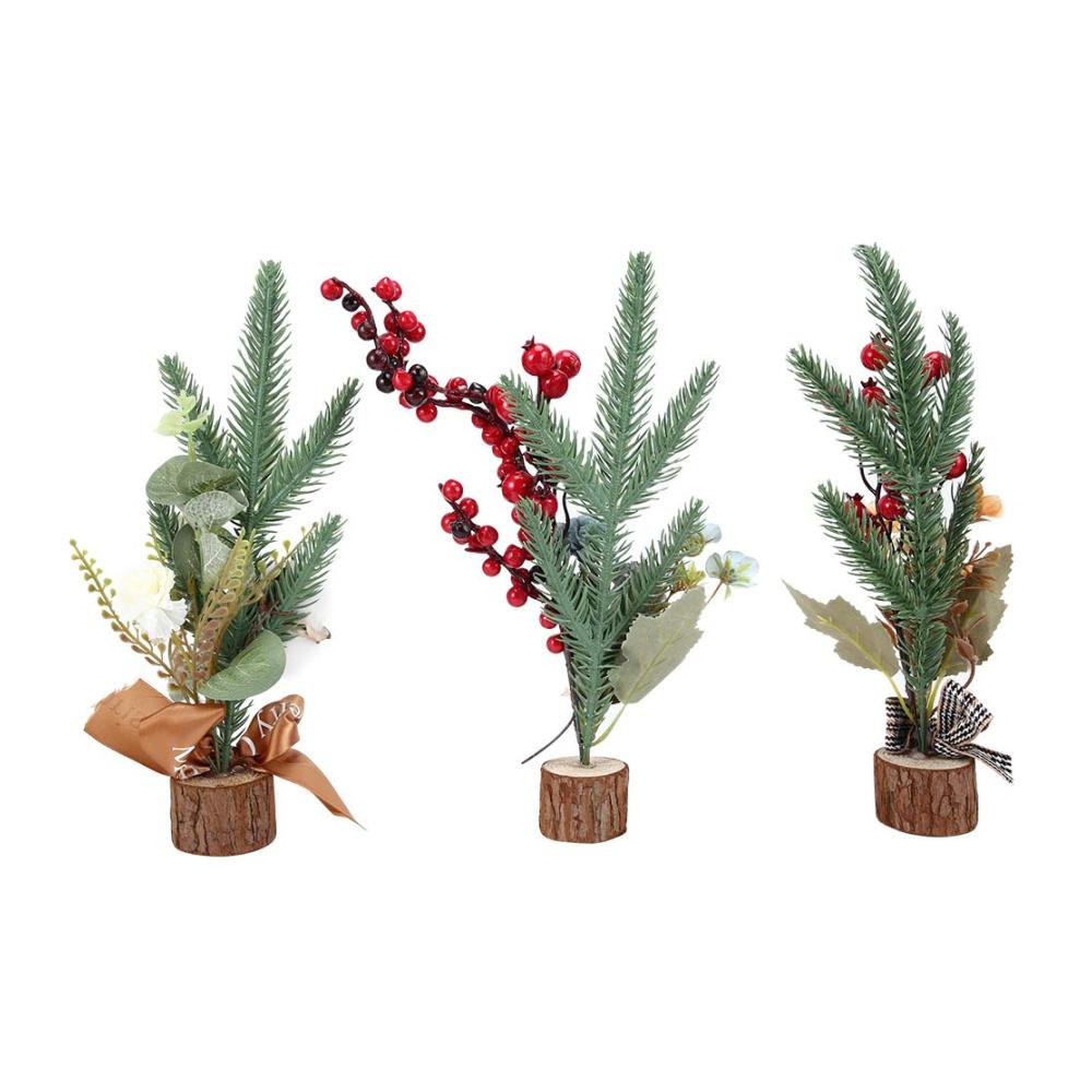 Festliche Atmosphäre im Handumdrehen 3-teiliger Mini-Weihnachtsbaum-Satz für stilvolle saisonale Dekoration. Kunstvoll gestaltet für Desktop Wohnzimmer und festliche Events