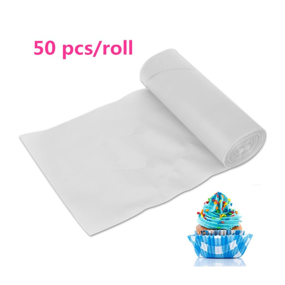 Transparente Einweg Spritzbeutel – 50 Stück Rolle | Extra Dick Maximum Grip | Ideal zum Dekorieren von Gebäck und Torten | Hochwertiger Kunststoff PE | 30.5 * 16 cm | Perfekte Pa