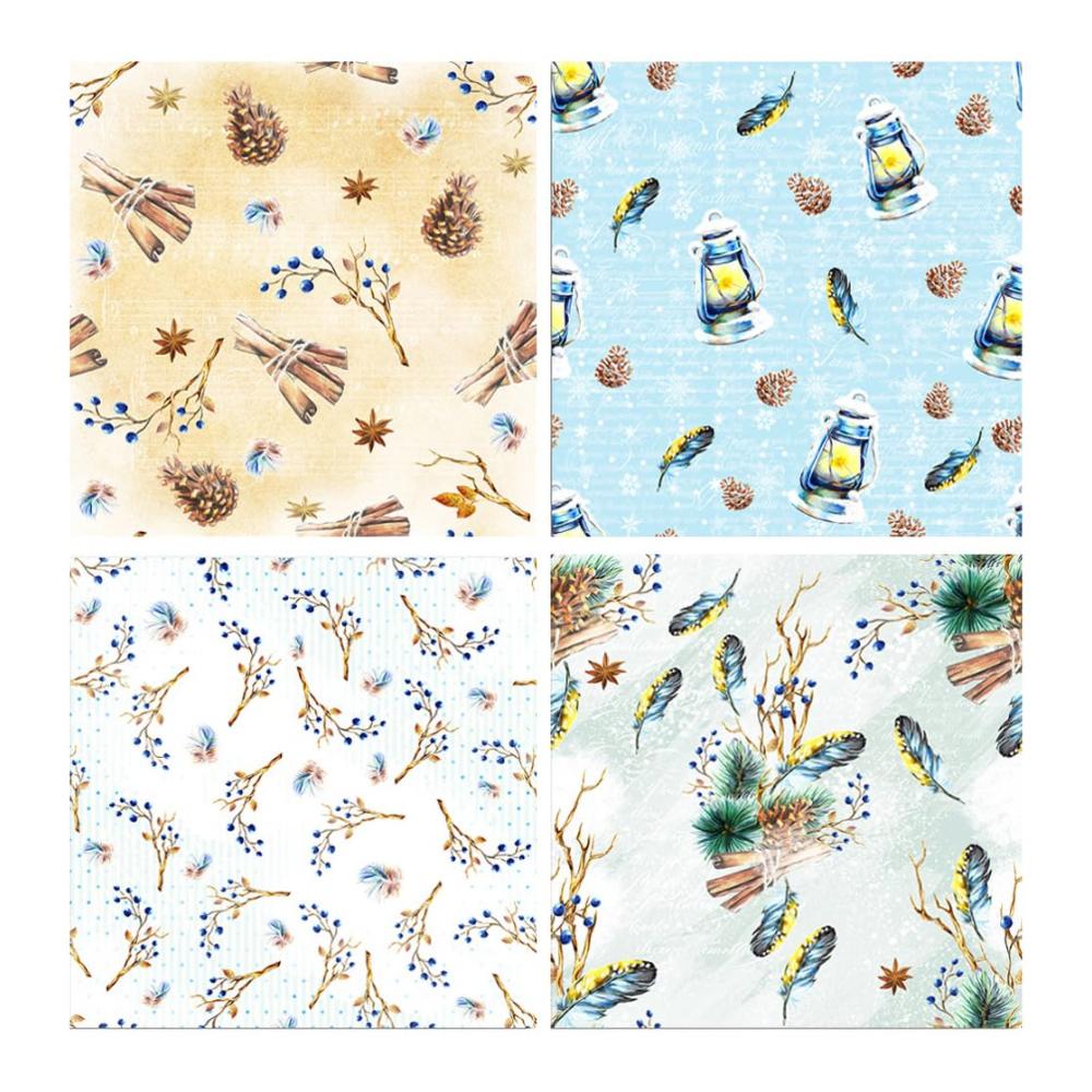 Weihnachtliches Dekorpapier-Set ZAKHSE 48 Blätter Motivpapier 152x152cm - Einseitig bedruckt - Bastelpapier für Scrapbooking Kartenherstellung und mehr - Mit Kiefernzapfen-Mustern und Designpapieren - Ideal für festliche Bastelproj