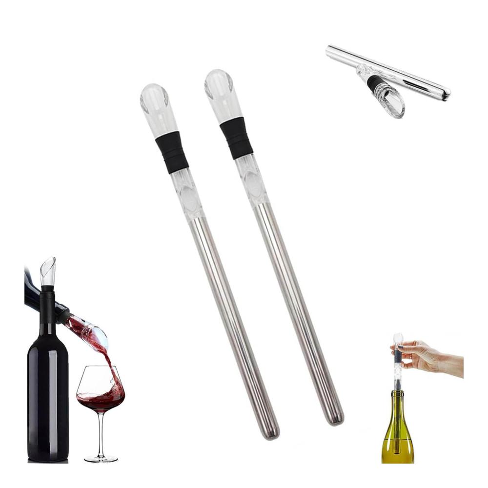 Vino Buddy 3-in-1 Edelstahl Wein- & Sektkühler Stick für Flaschen | Wein Ausgießer | Passend für alle Standardflaschen | Ideales Geschenk für Weinliebhaberinnen