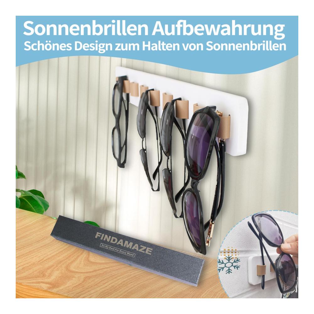 Brillenständer Hakenständer FINDAMAZE Holz Brillenhalter & Organizer Wandmontage | Platz für mehrere Brillen | Stilvolles Brillen-Display in Weiß | Praktischer Ständer & Stütze für Sonnenbrillen