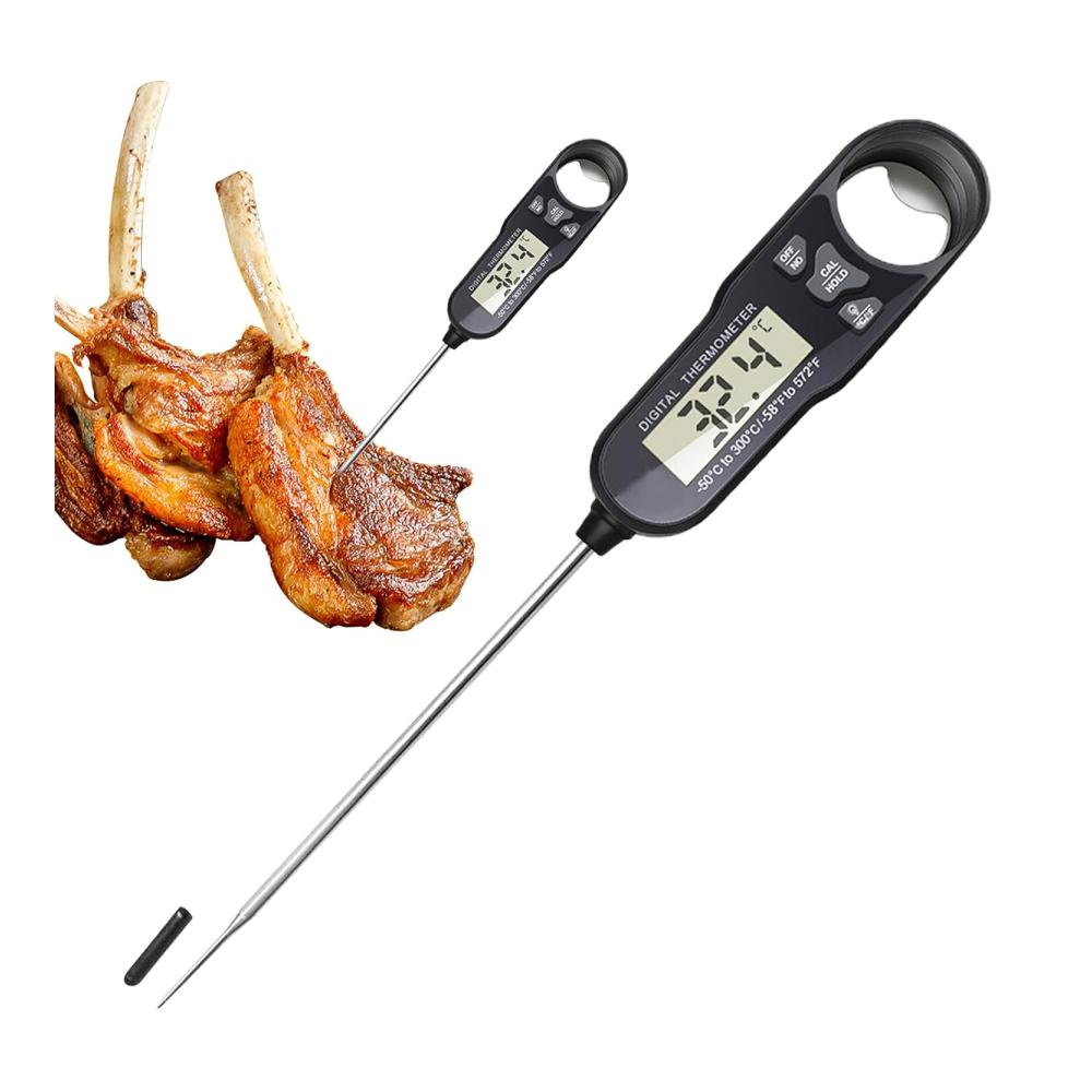 Digitales Bratenthermometer – Sofortiges Ablesen Edelstahl Küchenthermometer Wasserdichtes Instant-Read Messfühler für Kochen im Freien und Backofen Langlebiges Fleischthermometer