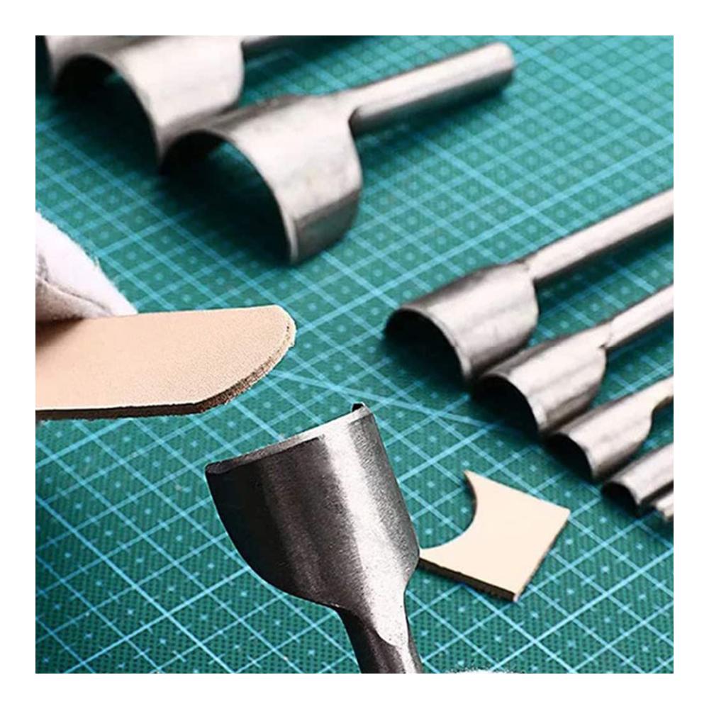 Premium Lederwaren Stanzen Set - 7-teilig 100 mm Stahl für DIY-Gurt Tasche Handwerk - Präzise 1/2 runde Locher Kopf 10–40 mm - Profi Werkzeug für perfekte