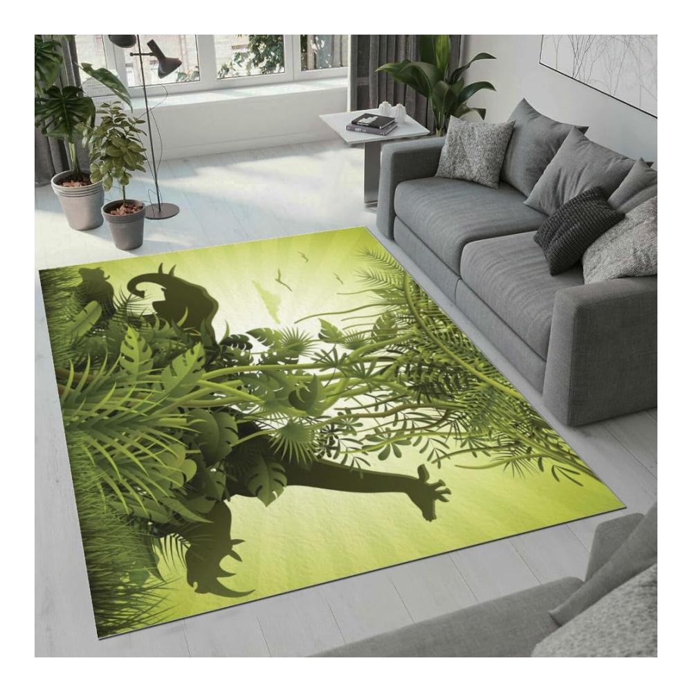 Entdecken Sie exotische Abenteuer mit unserem Zoo Teppich Tropisches Dschungel-Design rutschfest & waschbar - Perfekt für Wohnzimmer & Schlafzimmer - 100