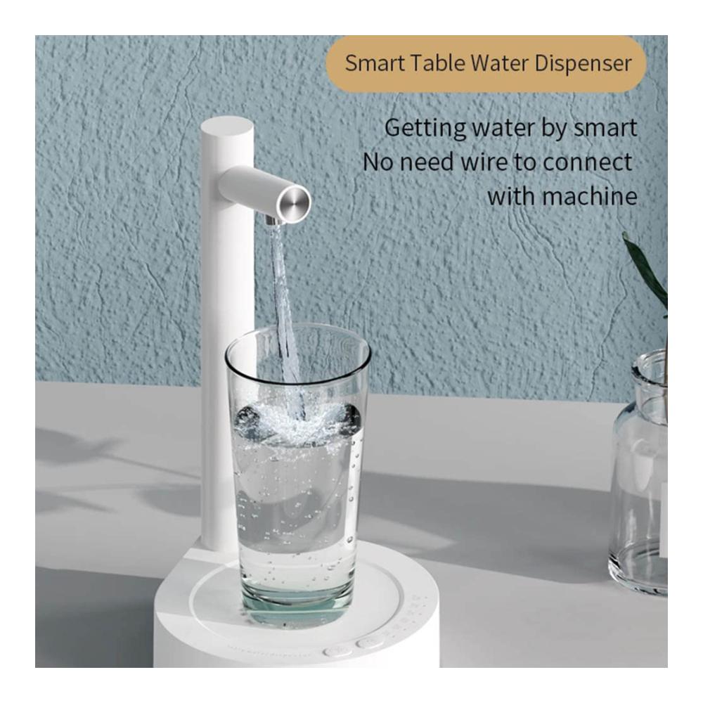 Intelligenter Kühler & Wasserspender Desktop-Pumpe mit Eimer automatisch & abnehmbar für Home Office & Outdoor inkl. Handtuch & Untersetzer (Weiß