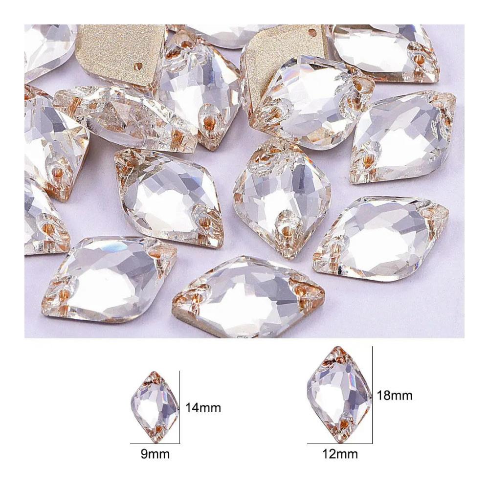 Glänzende Strasssteine für Hochzeitskleider 48/96 Stück 14/18 mm Zitronenglas-Kristalle zum Aufnähen - Abgeschrägte flache Rückseite für perfektes Nähen von Strasssteinen