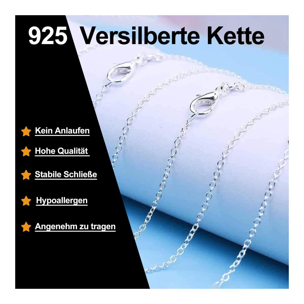 Hochwertige 925 Versilberte Ketten für Schmuckherstellung - Set mit 26 Stück 45cm Länge - Ideal für DIY Schmuck Basteln und Kreuz Schlangenketten - Charms inklusive