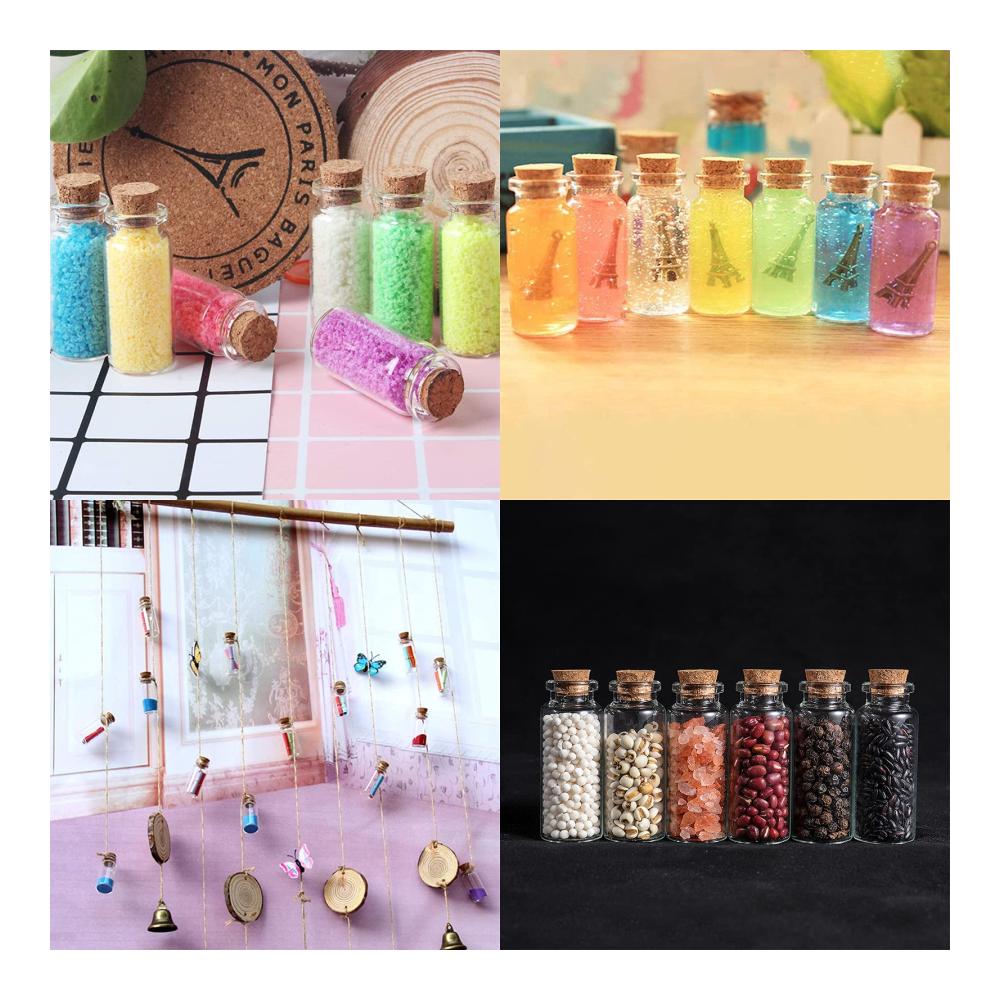 30er Set Korkglas Flaschen Mini Glasbehälter & Töpfe für DIY Ornamente Hochzeitsdeko & Muster | Ideal für Bastelmaterial