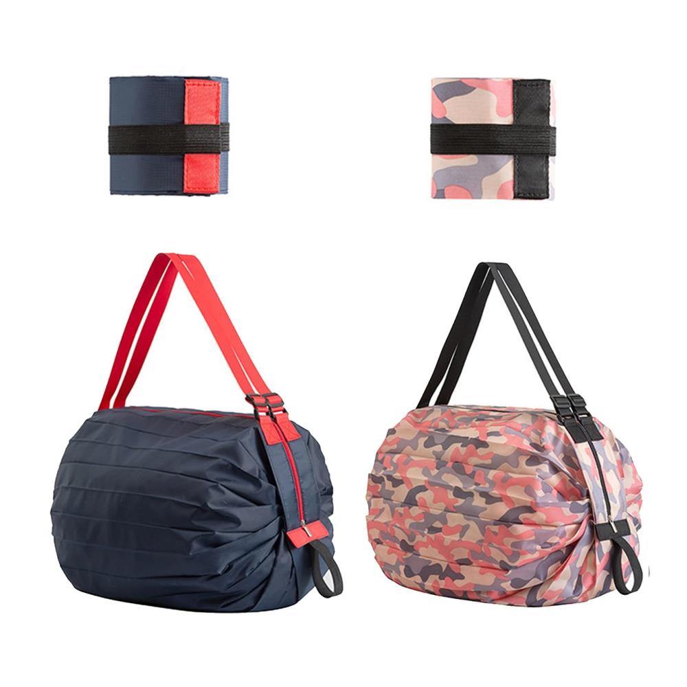 2er-Pack Faltbare Einkaufstaschen aus Nylon mit Reißverschluss – Wiederverwendbare Shopper für Großeinkäufe Home Travel & Camping - Praktisch & Geräum
