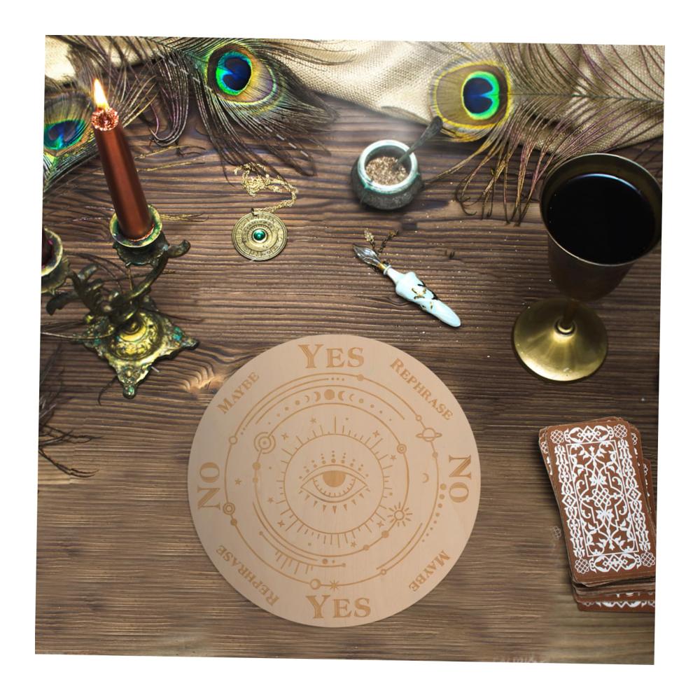Dekorative Tabletts Mystisches Ouija-Brett mit Kristallplatte für den bösen Blick Hexen-Zaubertafel mit Pendel-Alphabet Holzpaneele für stilvolles Arrangement und Erscheinungsplanung