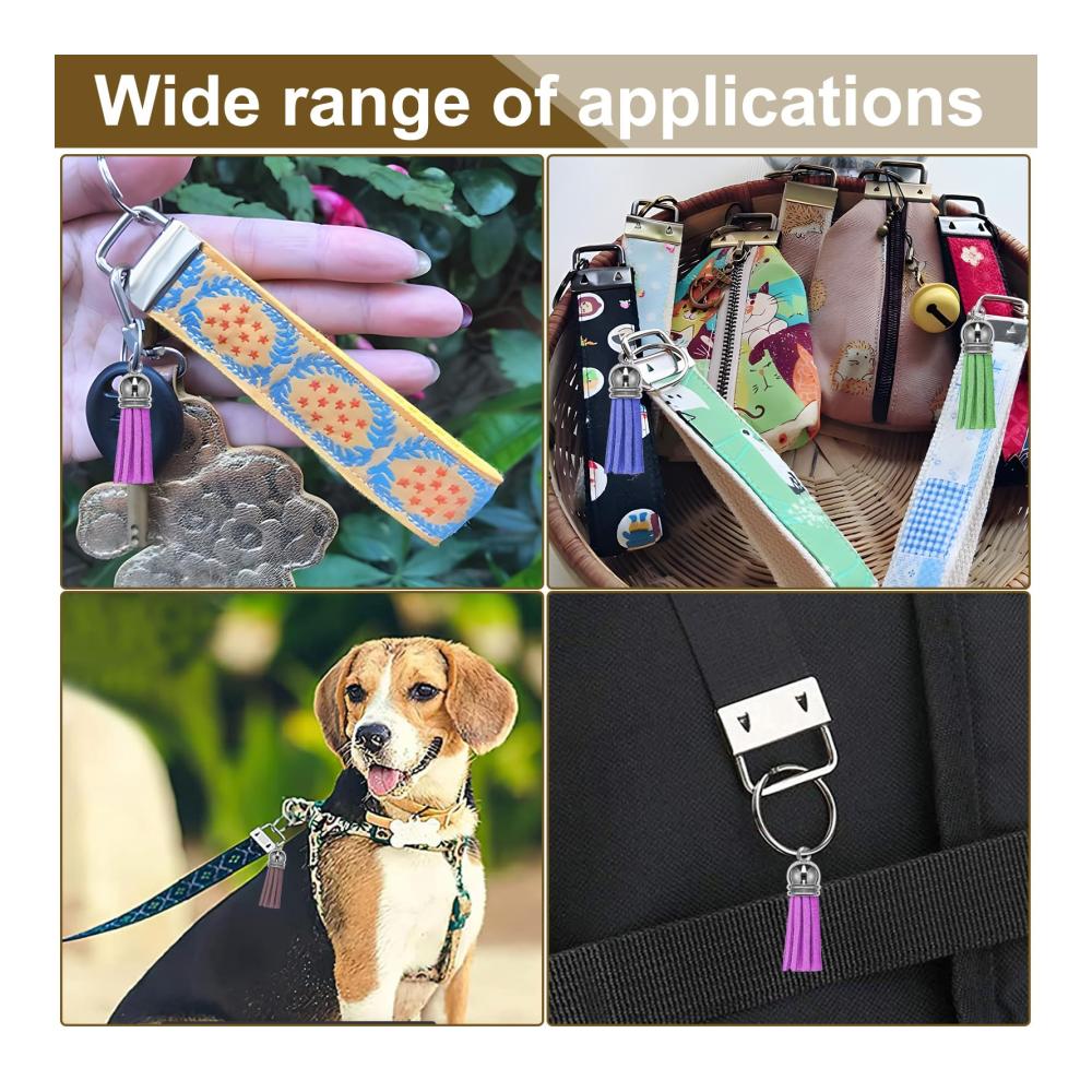 60 Stück Schlüsselband Rohlinge mit Klemmschließeanhängern | DIY Lanyard Hardware Set inkl. Leder Quasten und Schlüsselringen | Perfekt für Handarbeit und DIY-Projekte | Vielseitige Verschlüsse