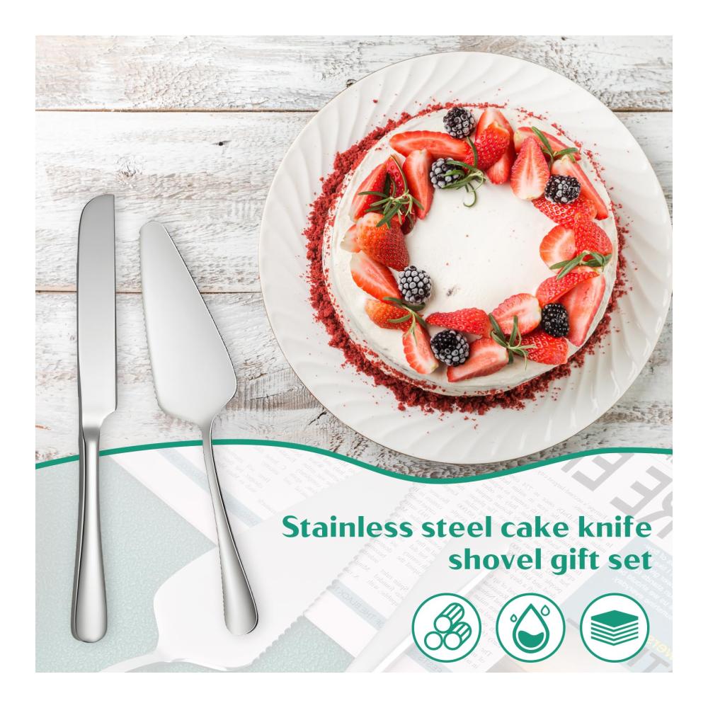 Hochwertiger Kuchen- & Tortenheber aus Edelstahl mit Kunststoffgriffen - Perfektes Tortenmesser und Server Set für Hochzeit Geburtstag und Party. Elegant gestaltet langlebig und funkt