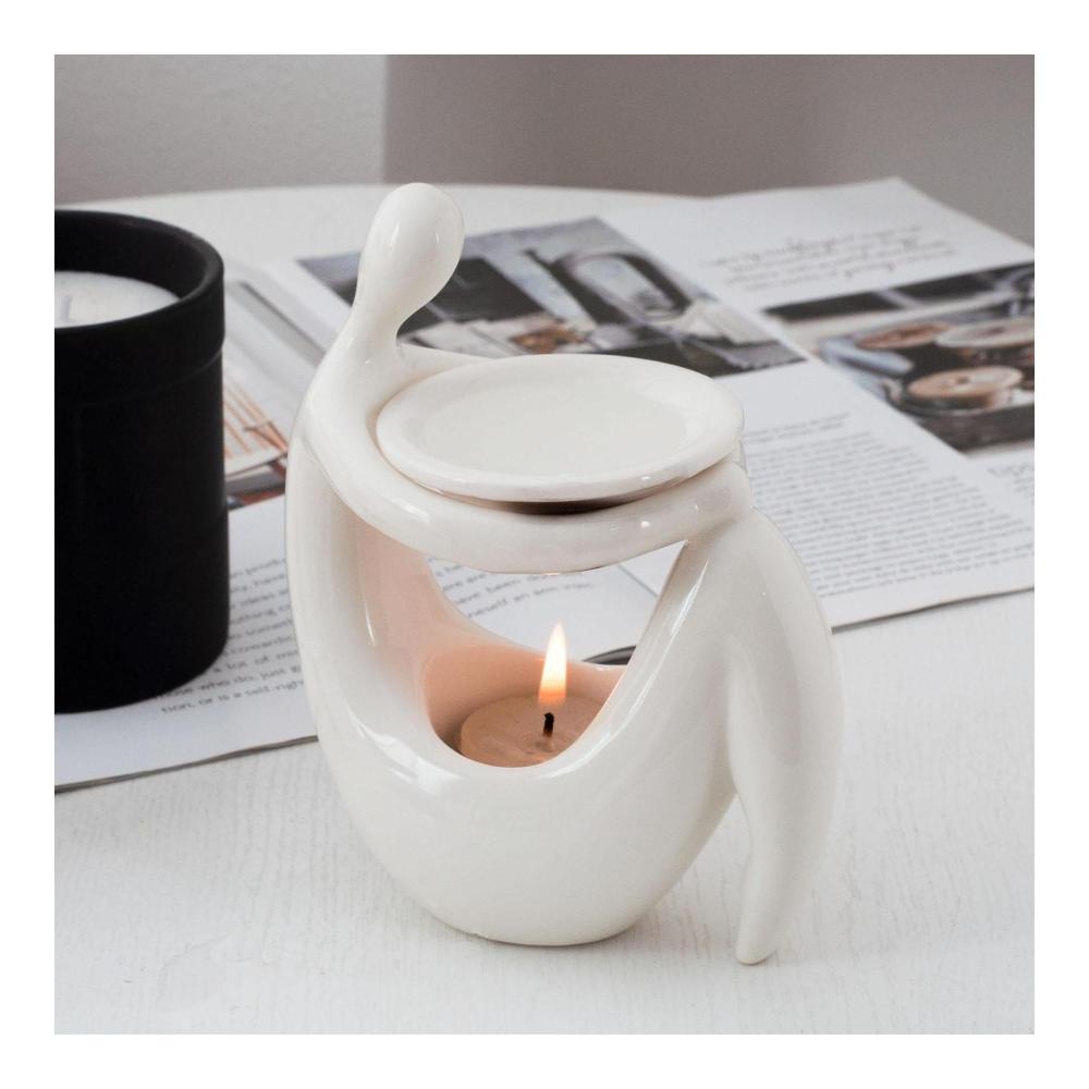 Keramik Duftlampe Aroma Diffuser & Teelichthalter | Ätherische Öle & Wachsschmelze Brenner | Schlafzimmer Dekor mit Human Body Shape | Duftwärmer Stövchen