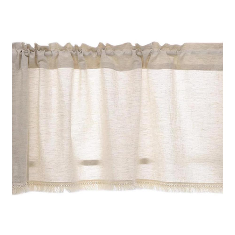 Boho Handgefertigte Tassel Scheibengardinen & Kurzstores für Küche und Café - Stilvolle Französische Bauernhaus Leinen Vorhänge (Farbe Beige Größe 250x50cm) - Handarbeit mit Liebe zum