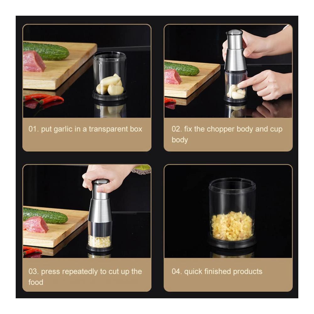 Entfesseln Sie den Geschmack Hochwertige Edelstahl-Knoblauchpresse für müheloses Kochen - Manueller Schleifen-Zerhacker für vielseitige Küchenkreationen - Genießen Sie frische Aromen mit unserem Multifunktionsgemüse-Frucht-Koch-Brecher - Unverzichtbarer Quetscher für
