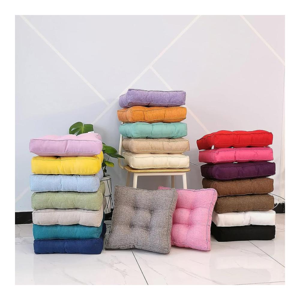 Dicke Baumwoll-Stuhlkissen 50x50 cm Braun | Weiche Sitzpolster für Zuhause und Büro | Quadratische Sitzkissen für Komfort und Stil im Innenbereich | Extra dickes Stuhlkissen