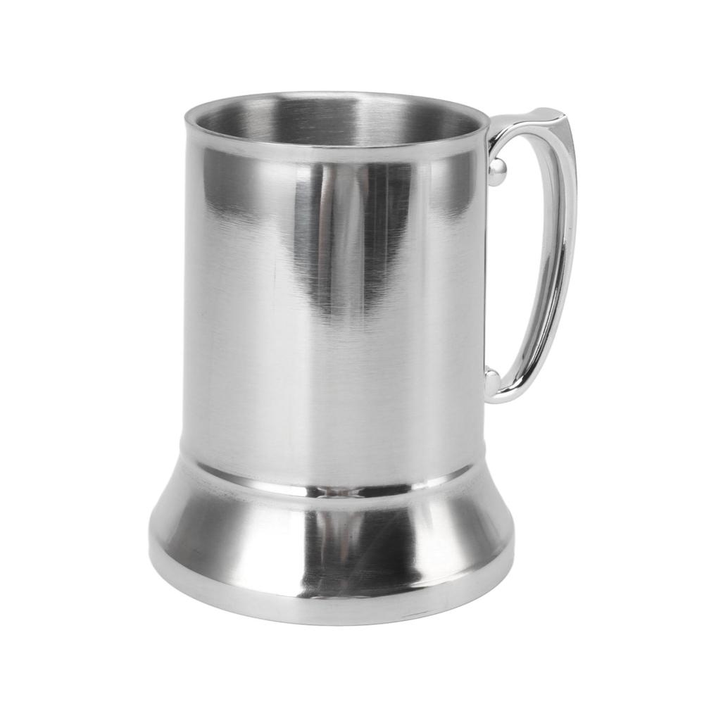 Bierkrug 500ml aus Edelstahl | Rutschfeste Unterseite | Hochtemperaturbeständig | Perfekt für Bars und Familien | Robuste Kaffeetasse | Premium Qualität
