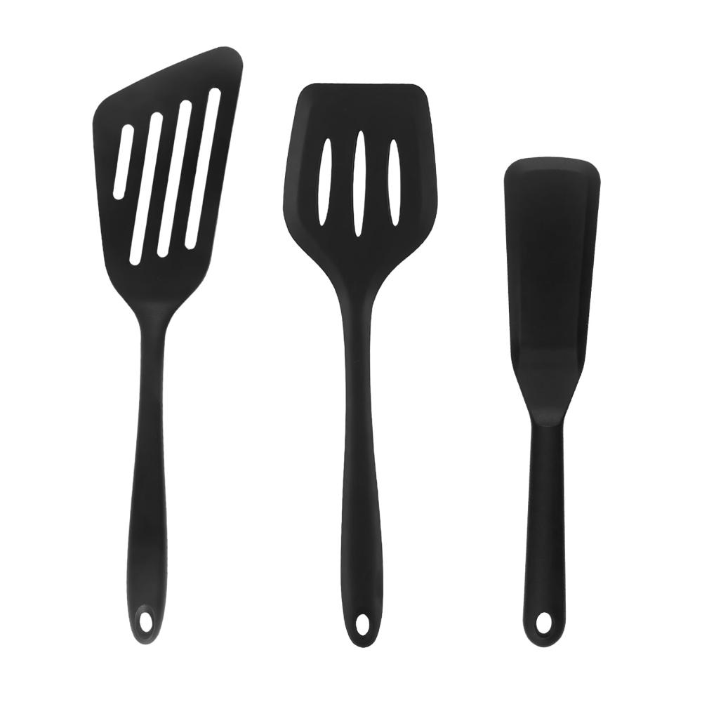 Packung mit 3 hochhitzebeständigen Pfannenwendern aus Silikon | Antihaftbeschichtung | BPA-frei | Spülmaschinengeeignet | Küchenutensilien Set | Ergonomisch geformte Wendewerkzeuge für perfektes Braten