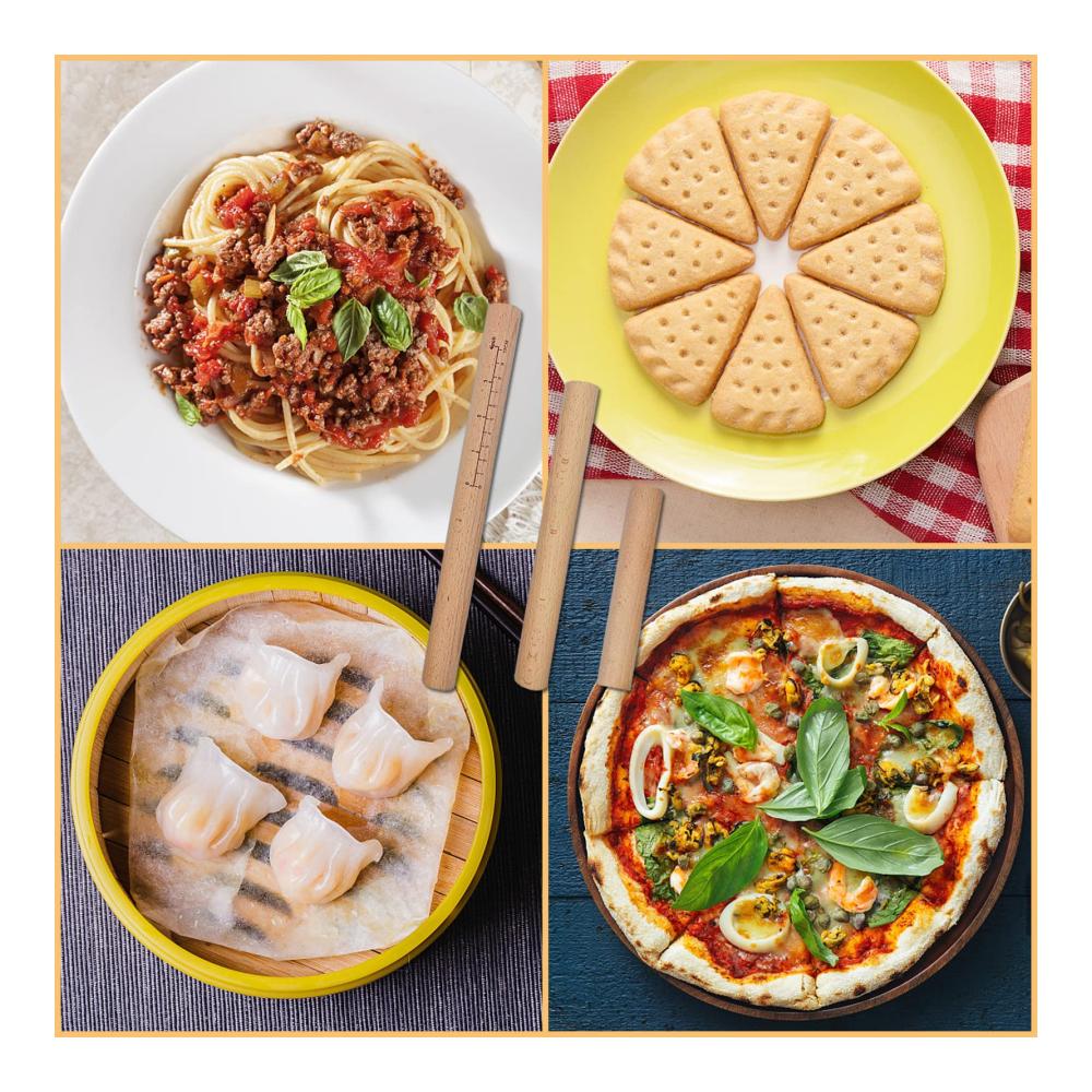 Teigroller Set 3 hochwertige Nudelhölzer aus Buchenholz – Massivholz Teigroller mit Scale Design für perfekte Pasta Fondant Gebäck Kekse Pizza. Ideales Zubehör für müheloses Teigausrollen. (30cm 25cm 16cm