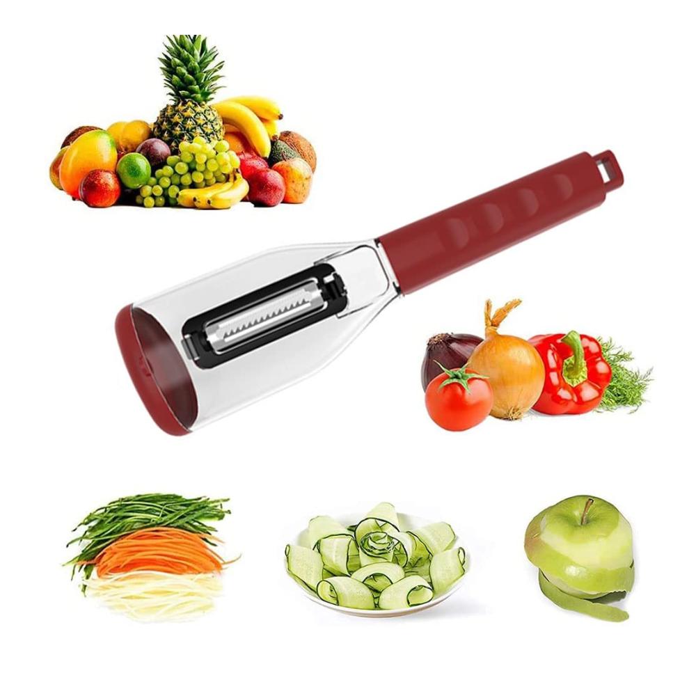 MDDZ Gemüseschäler Set mit 3 Klingen Sparschäler & Behälter für Kartoffeln Obst & mehr | Geschält Geschnitten Geschreddert | Spülmaschinenfest & Effizient | Präzises Küchenwerkzeug für Haushalt und Profi