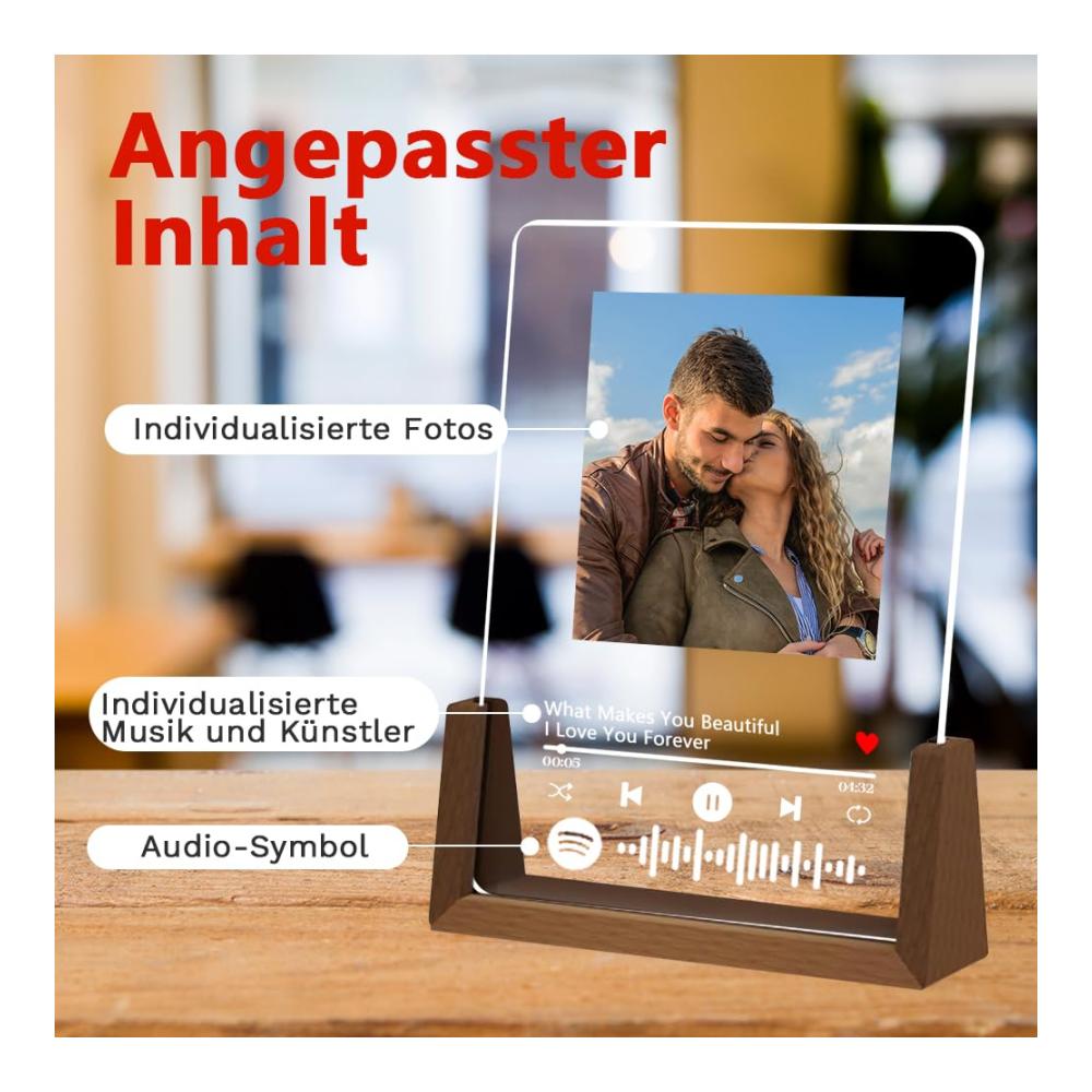Entdecken Sie unsere personalisierte LED-Lampe mit konservierten Blumen - Einzigartiges Valentinstagsgeschenk für Paare - Romantische Geschenke für sie/ihn - Individualisiertes Spotify-Schild inklusive