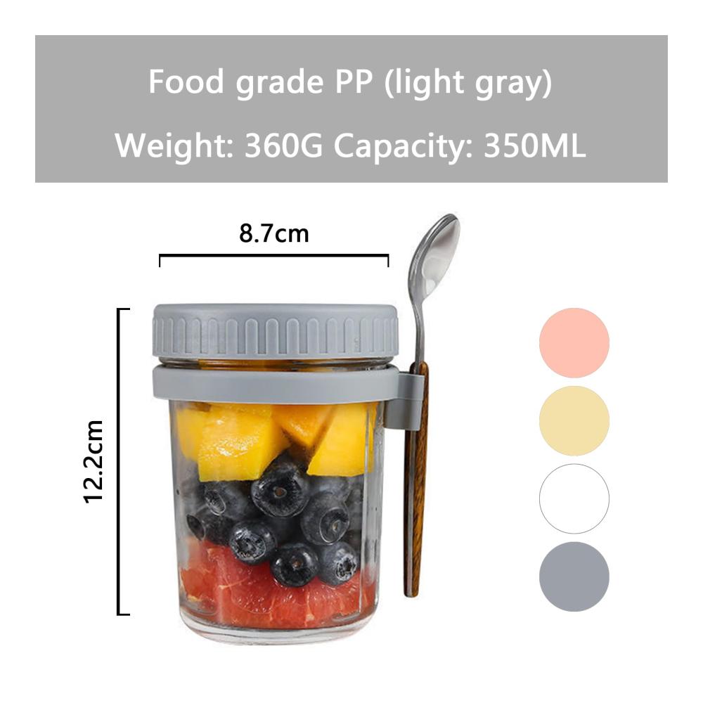 Praktische Müslidosen to go 4er Set Müslibecher mit Deckel und Löffel für unterwegs - Ideal für Overnight Oats Joghurt Obstsalat und mehr! 350ml Behälter für frisches Müsli Porridge und knusprige Cornflakes